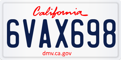 CA license plate 6VAX698