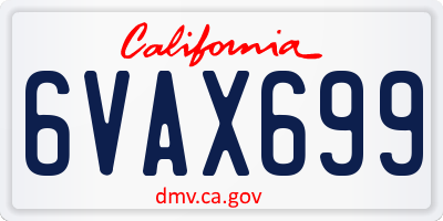 CA license plate 6VAX699