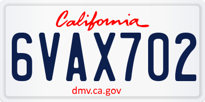 CA license plate 6VAX702