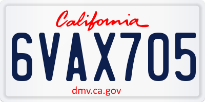 CA license plate 6VAX705