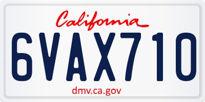 CA license plate 6VAX710