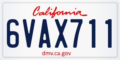 CA license plate 6VAX711