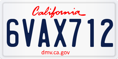 CA license plate 6VAX712