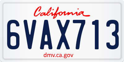 CA license plate 6VAX713
