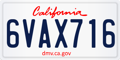 CA license plate 6VAX716