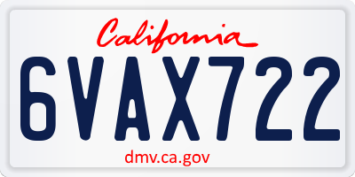 CA license plate 6VAX722
