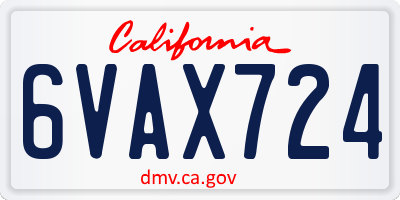 CA license plate 6VAX724