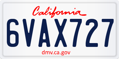 CA license plate 6VAX727