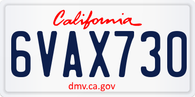 CA license plate 6VAX730