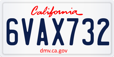 CA license plate 6VAX732