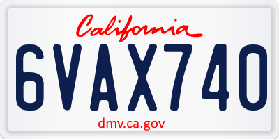 CA license plate 6VAX740
