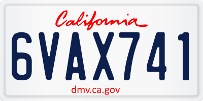 CA license plate 6VAX741