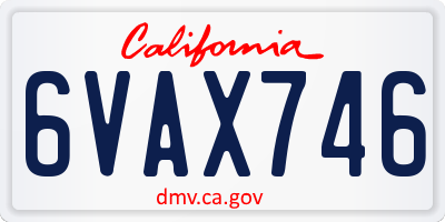 CA license plate 6VAX746