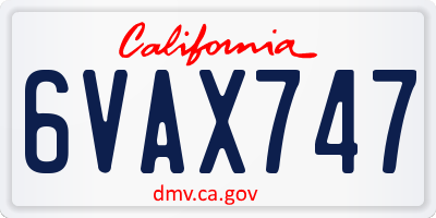 CA license plate 6VAX747