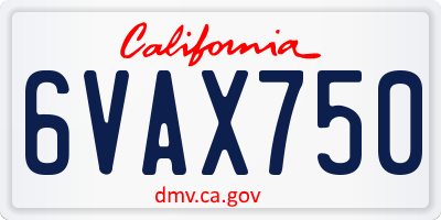 CA license plate 6VAX750