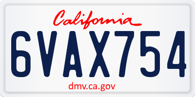 CA license plate 6VAX754
