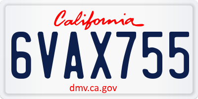 CA license plate 6VAX755