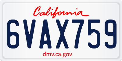 CA license plate 6VAX759