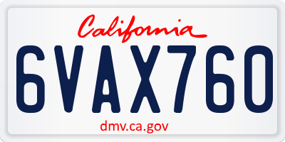 CA license plate 6VAX760