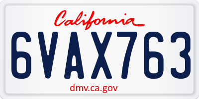 CA license plate 6VAX763