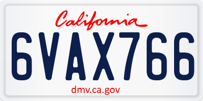 CA license plate 6VAX766