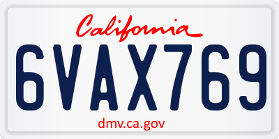 CA license plate 6VAX769