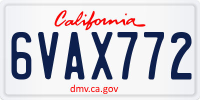 CA license plate 6VAX772