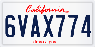 CA license plate 6VAX774