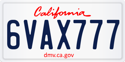 CA license plate 6VAX777