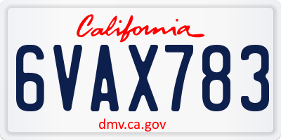 CA license plate 6VAX783