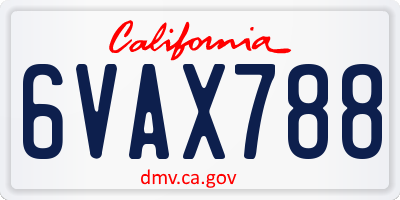 CA license plate 6VAX788