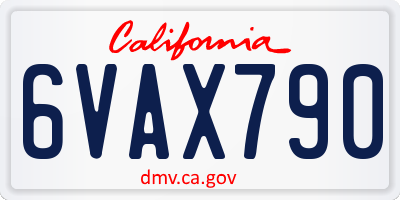 CA license plate 6VAX790