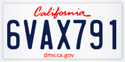 CA license plate 6VAX791