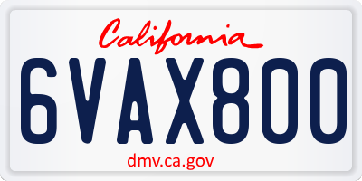 CA license plate 6VAX800