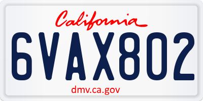 CA license plate 6VAX802