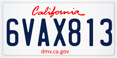 CA license plate 6VAX813