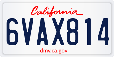 CA license plate 6VAX814