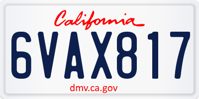 CA license plate 6VAX817