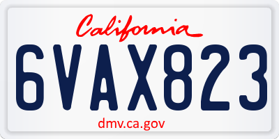 CA license plate 6VAX823