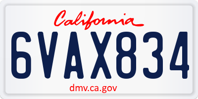 CA license plate 6VAX834