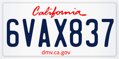 CA license plate 6VAX837