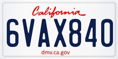 CA license plate 6VAX840