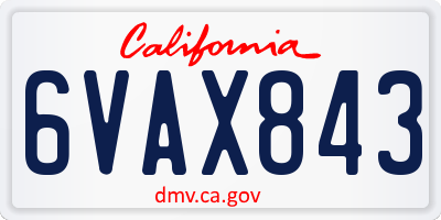 CA license plate 6VAX843