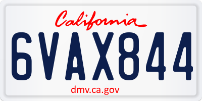CA license plate 6VAX844