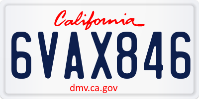 CA license plate 6VAX846