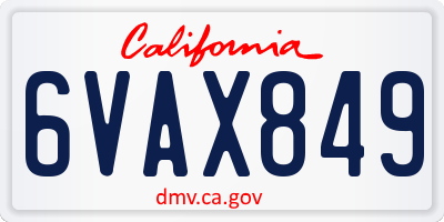 CA license plate 6VAX849