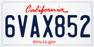 CA license plate 6VAX852