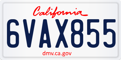 CA license plate 6VAX855
