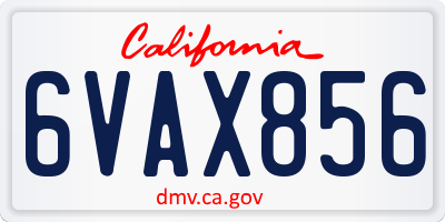CA license plate 6VAX856