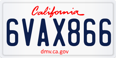 CA license plate 6VAX866